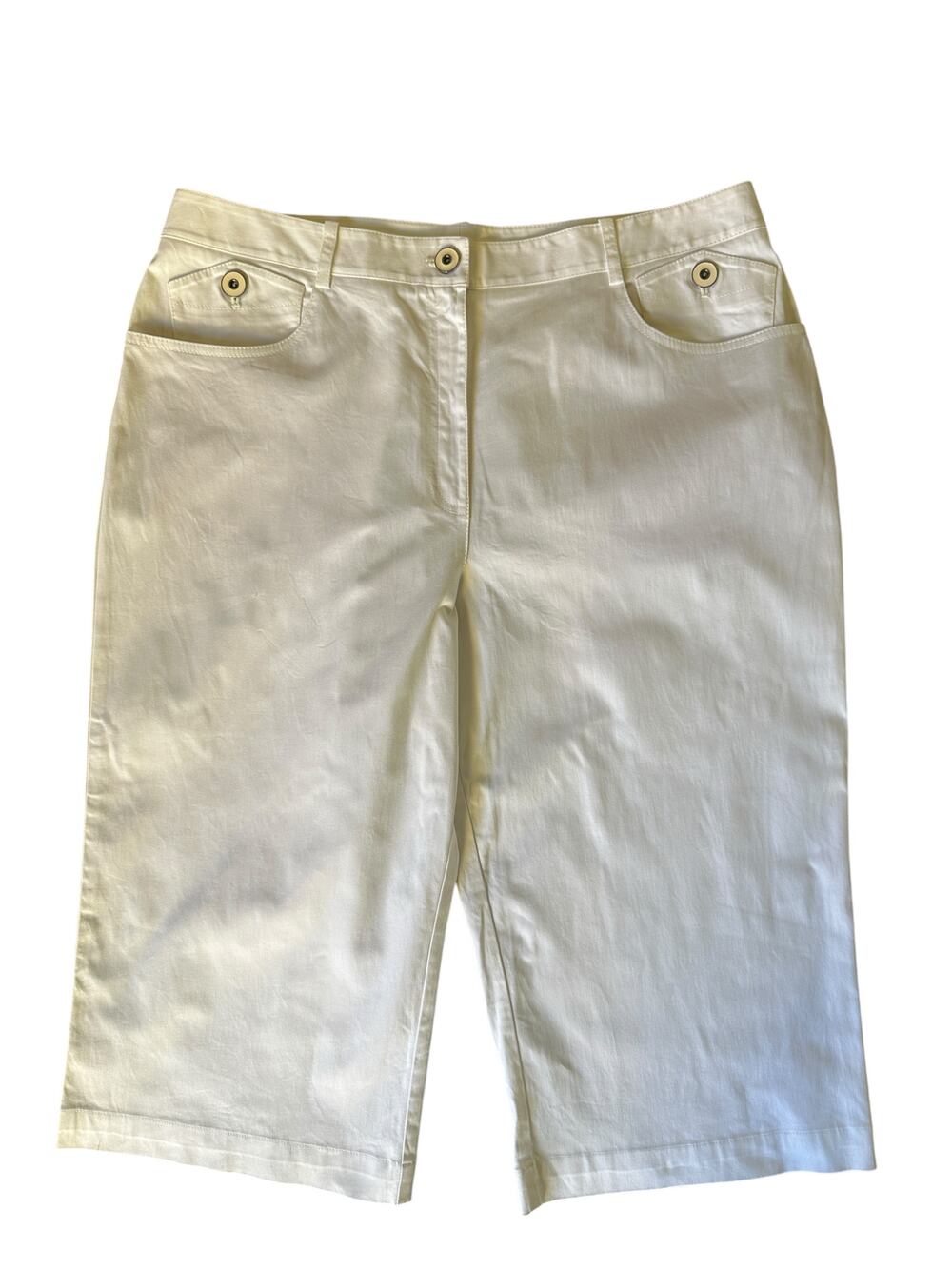 St. John Sport Women’s White Capri Pants Size 16 Stretch Cotton Cropped